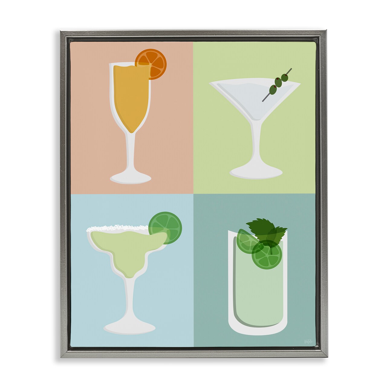 Stupell Industries Pastel Bar Cocktails Framed Floater Canvas Wall Art Design by Natalie Carpentieri